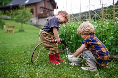 Kids learning focus and responsibility through gardening therapy