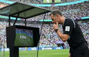 Referee Checking the VAR Monitor